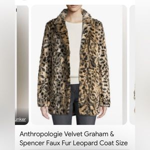 Velvet by Grahm Spencer sold at Anthropologie - faux leopard fur coat - XS